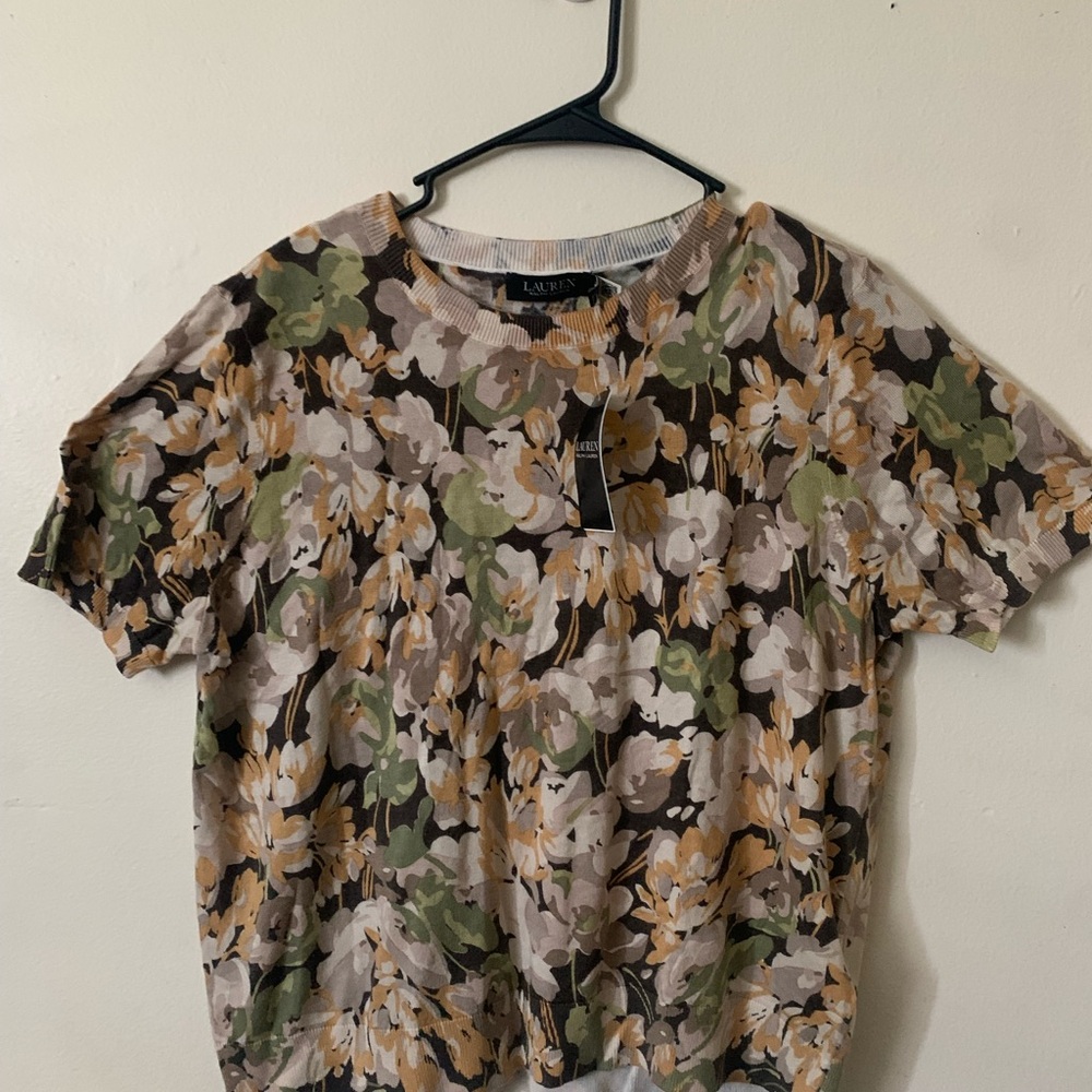 Ralph Lauren Women's Floral Blouse - Brown and Green
